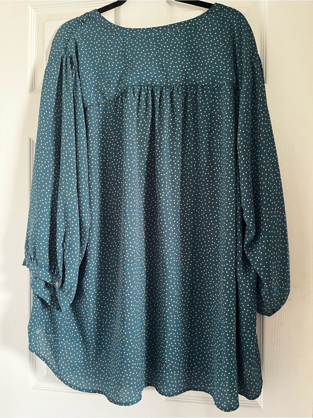 torrid Teal Dot Long-Sleeve Swing Blouse